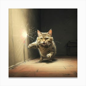 Cat With Sparkler Canvas Print