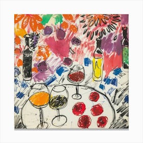 Wine With Friends Matisse Style 4 Canvas Print
