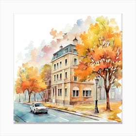 Watercolor Autumn House 3 Canvas Print