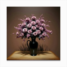 Purple Roses In A Vase 23 Canvas Print