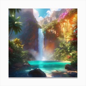 Waterfall In The Jungle 36 Canvas Print