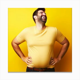 Man Laughing Against Yellow Background Canvas Print