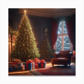 Christmas Tree In The Living Room 28 Canvas Print