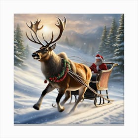 Reindeer Sleigh Canvas Print