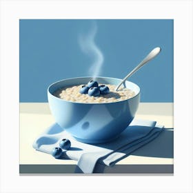 Bowl Of Oatmeal In The Morning Kitchen Restaurant Canvas Print