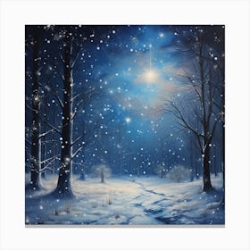 Winter Night In The Forest Canvas Print