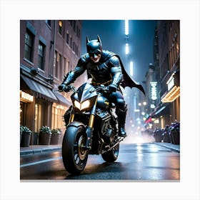 Batman On A Motorcycle hibg Canvas Print