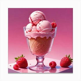 Comic Style Decadent Raspberryflavored Ice Cream Canvas Print