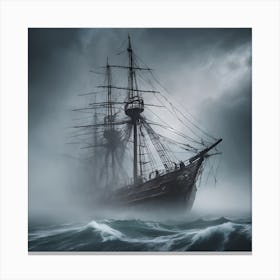 Voyager On The Sea of Fate 1/4 (ship sailing mist fog mystery ghost tall ship Victorian sail sailing galleon Atlantic pacific cruise mary celeste) Canvas Print