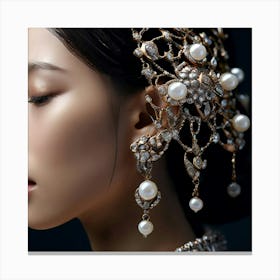 Asian Woman With Pearls Canvas Print