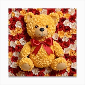 Teddy Bear With Roses 5 Canvas Print