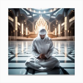 Muslim Man Praying In The Mosque Canvas Print