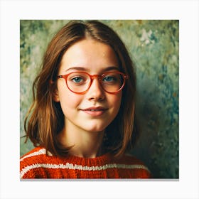 Girl With Glasses Canvas Print