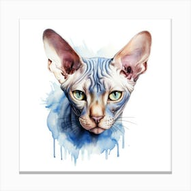 Don Sphynx Blue Eyed Cat Portrait 2 Canvas Print