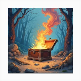 Watercolor Pandora’S Box Opening In A Vibrant, Mythic Scene 1 Canvas Print