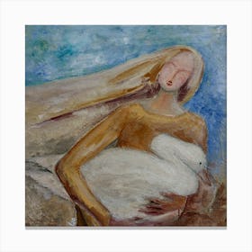 Nature Art, Girl With a Goose, Good Vibes Canvas Print
