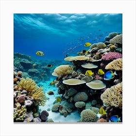 A Serene Underwater Scene With Colorful Coral Reefs And Exotic Fish 001 Canvas Print