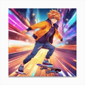 Anime Boy On Skateboard Canvas Print