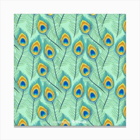 Lovely Peacock Feather Pattern With Flat Design Canvas Print