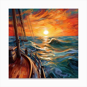 Sunset Sailboat Painting 1 Canvas Print