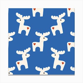 Dala Horse Minimal Retro Bold Blue Denim Canvas Print