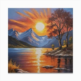 Sunset Over Lake Canvas Print