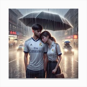 Real Madrid In The Rain Canvas Print