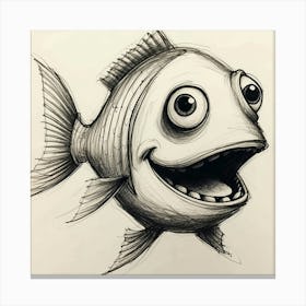 Cartoon Fish Drawing Canvas Print