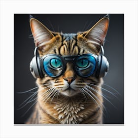 Cat With Headphones 2 Canvas Print