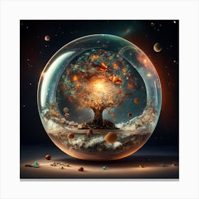 Complete Universe In Large Glass Bowl Canvas Print