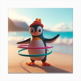 Penguin On The Beach 1 Canvas Print