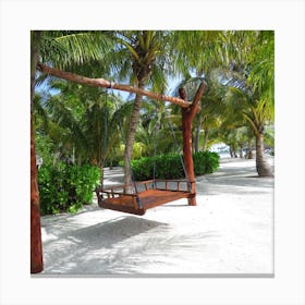 Swing On The Beach Paradise Maldives Canvas Print