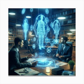 Group Of People In A Library Canvas Print