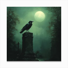 Crow In The Cemetery Canvas Print