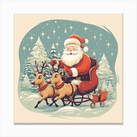 Santa Claus And Reindeer 2 Canvas Print