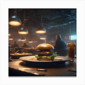 Burger In A Diner 1 Canvas Print