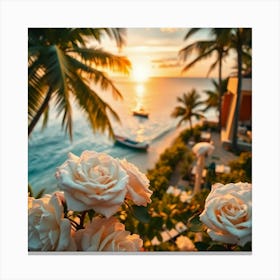 Sunset Roses On The Beach1 Canvas Print