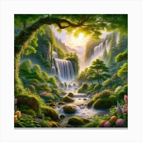 Waterfall In The Forest 39 Canvas Print