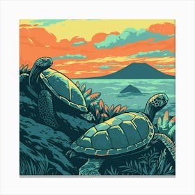 Turtles At Sunset Canvas Print