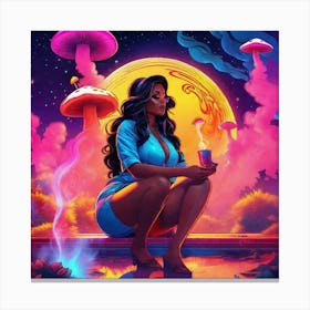 Sexy Woman With Mushrooms Canvas Print