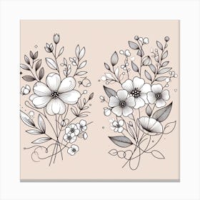 Flowers, Vector Art style 1 Canvas Print