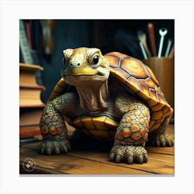 The Tortoise Looking Clever And Determined (2) Canvas Print