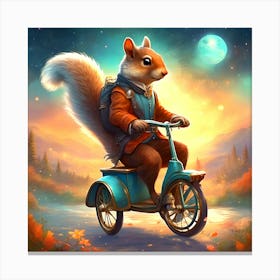 Squirrel On A Bike 1 Canvas Print