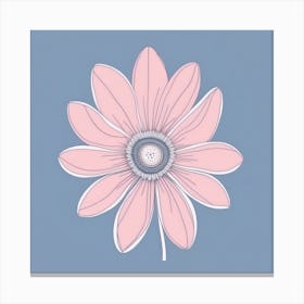 A White And Pink Flower In Minimalist Style Square Composition 195 Canvas Print