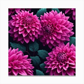 Deep Pink Dahlias Canvas Print