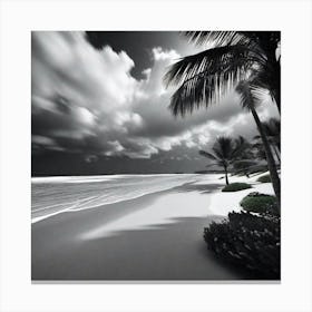 Black And White Beach 1 Canvas Print