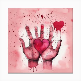 Two Hands Holding A Heart Canvas Print