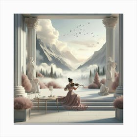 Violinist In The Mountains Canvas Print