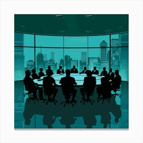 Silhouettes Of Business People At A Conference Table Canvas Print