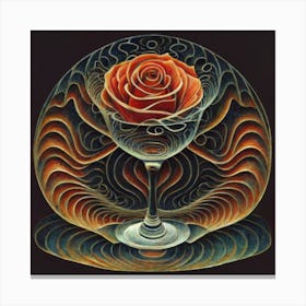 A rose in a glass of water among wavy threads Canvas Print